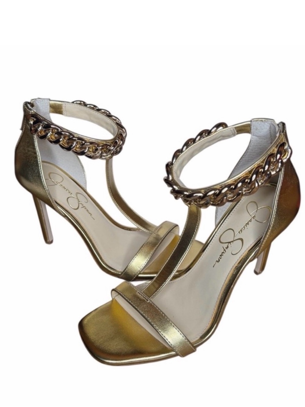 Gold Chain Ankle-Strap Woman’s Heels - Jessica Simpson